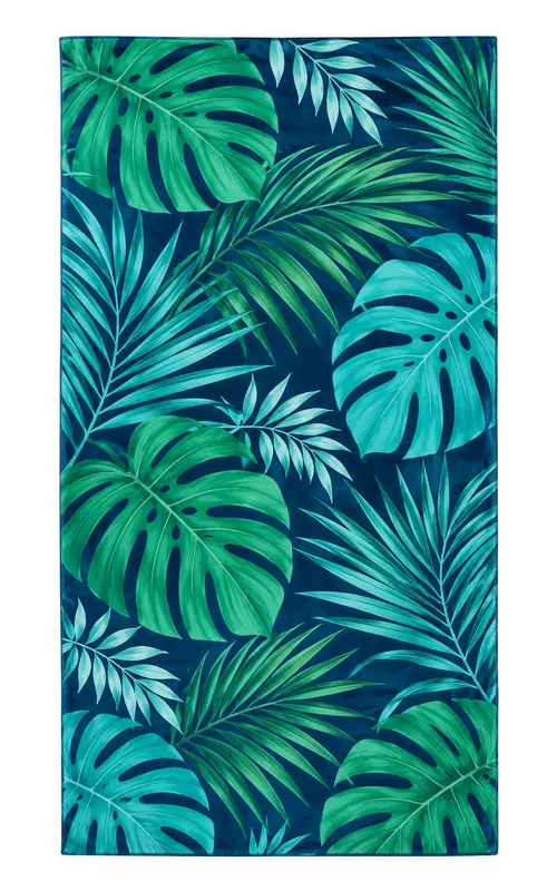 Adult tropical leaf microfiber beach towel for logo printing