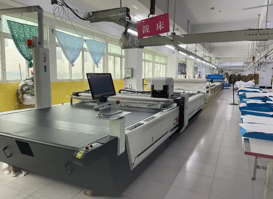 Fabric cutting department for OEM beachwear production