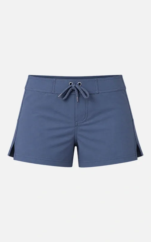 Women's indigo tie-front boardshorts