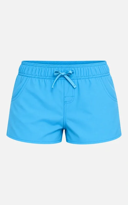 Custom women's blue elastic waist beach shorts