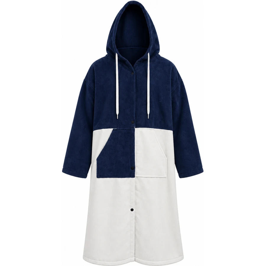 Colour-Block Front-Opening Changing Poncho