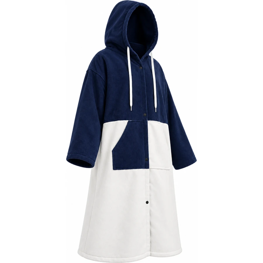 Colour-Block Front-Opening Changing Poncho