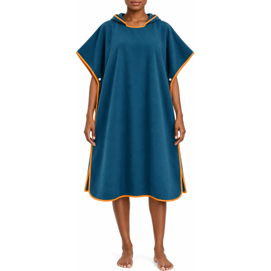 Contrast Binding Hooded Beach Poncho