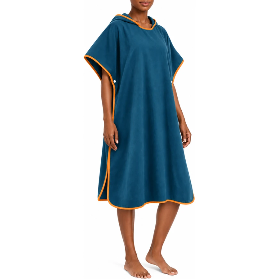 Contrast Binding Hooded Beach Poncho