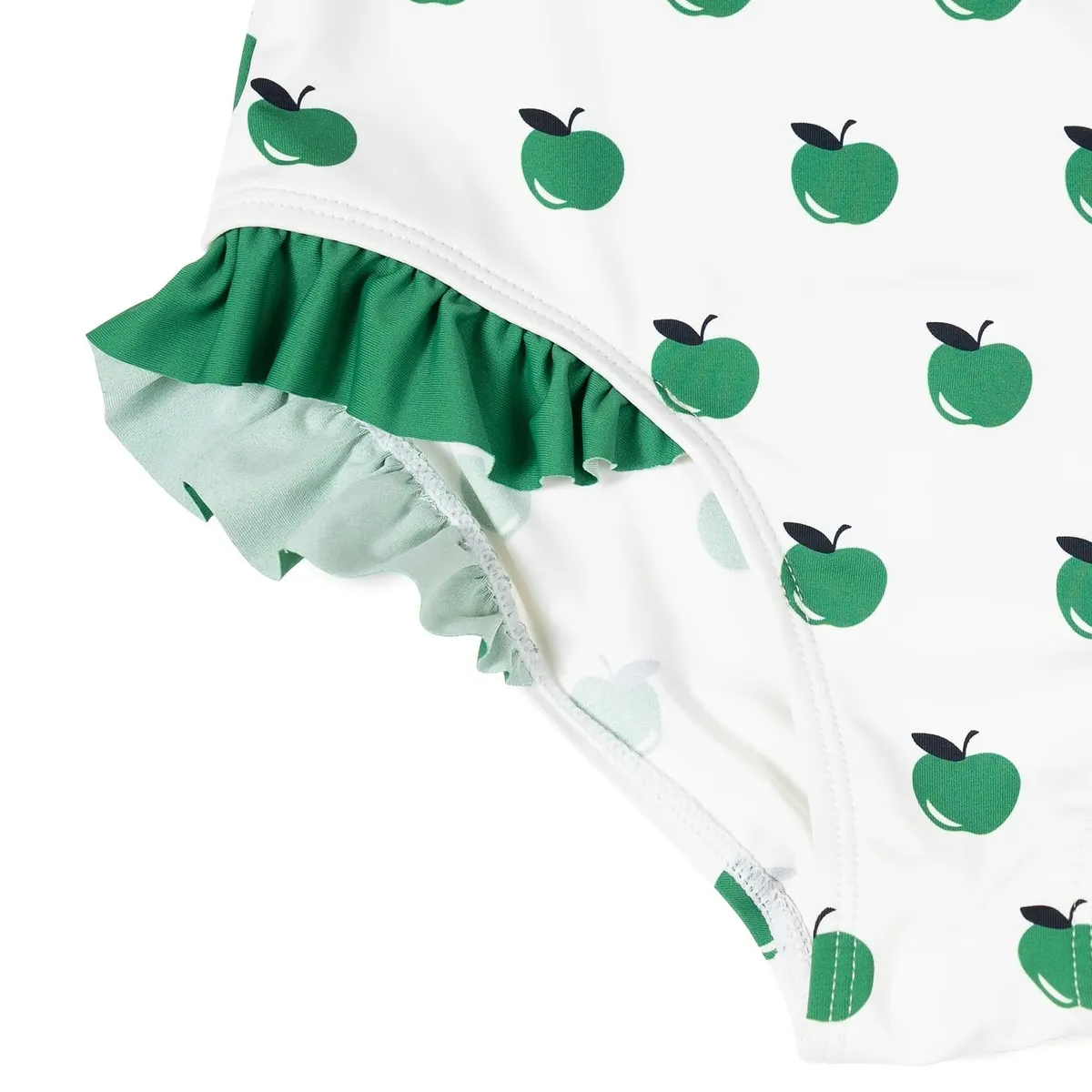 Custom Girls One Piece Bathing Suit Swimsuit with Front Ruffle & Leg Ruffle Trim