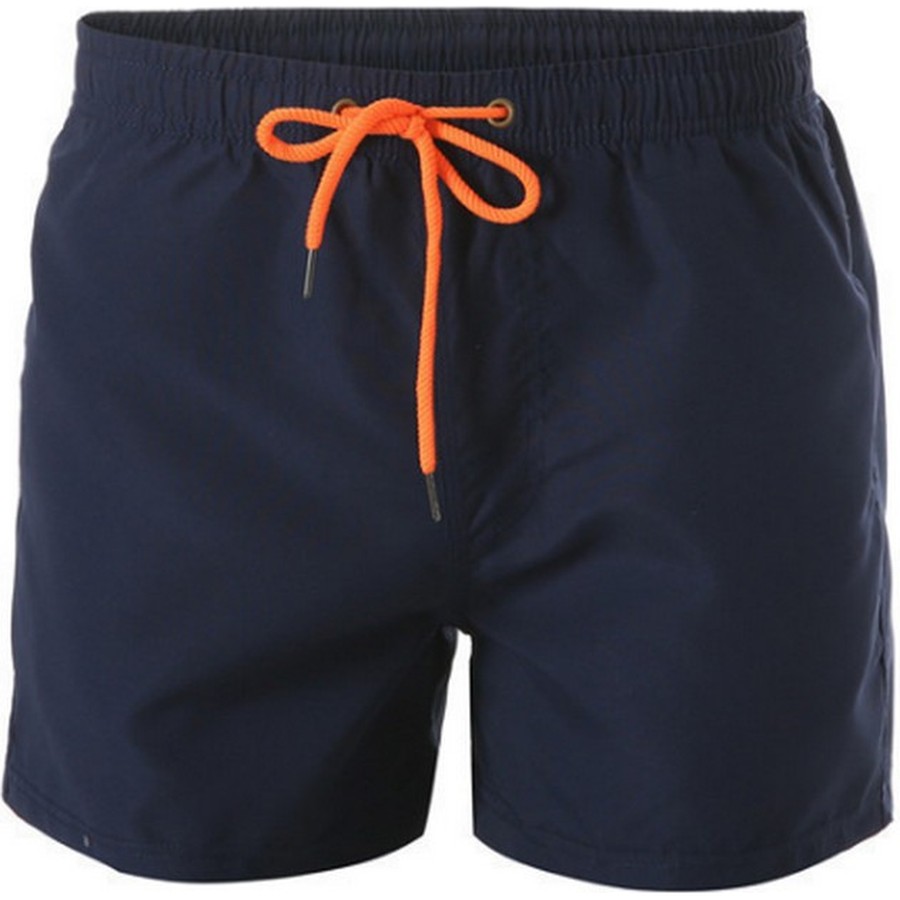 Custom Men's Navy Boardshorts with Orange Drawstring