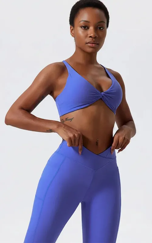 Custom Twist Front Sports Bra with Removable Pads Women’s Yoga & Activewear Top
