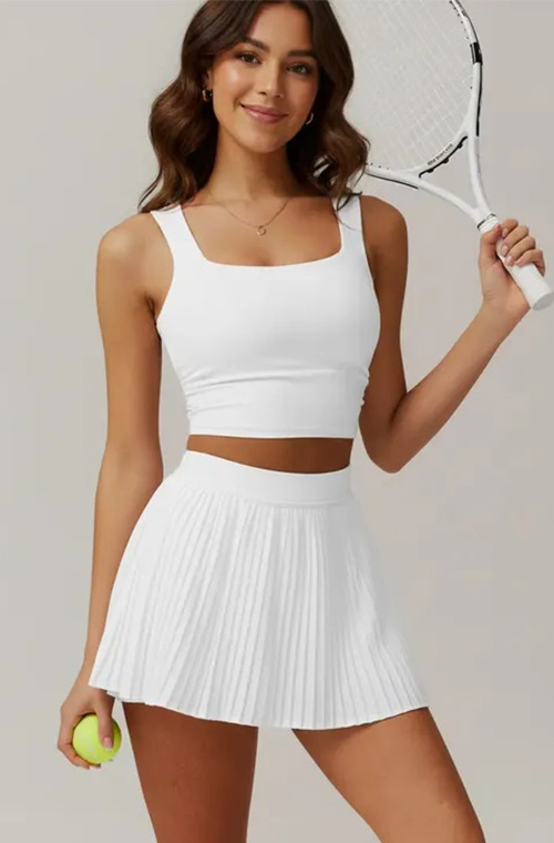 Custom Womenâs Active Tennis Skirt Set with Tank Top