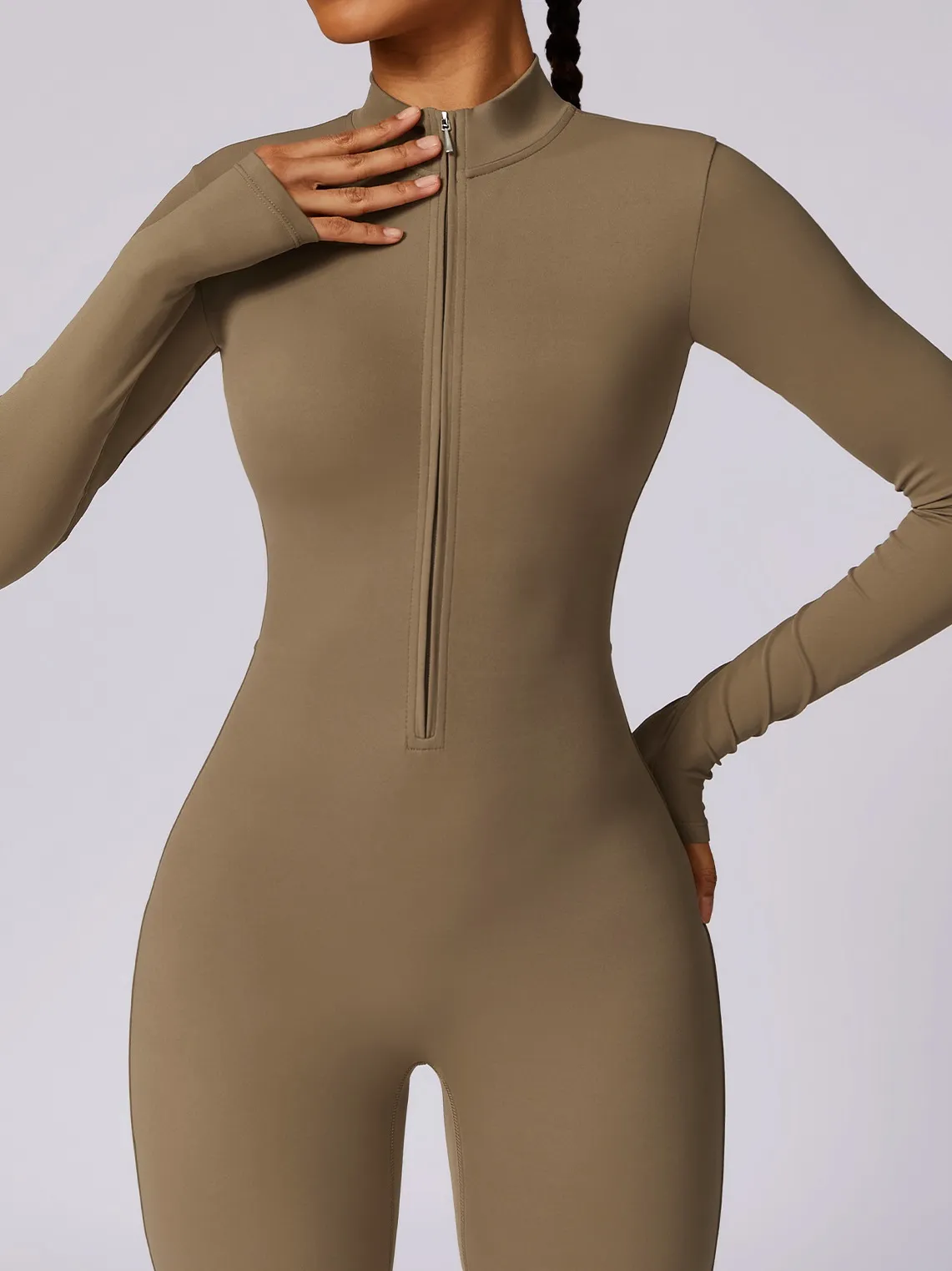 Custom Women’s Long Sleeve Zip Front Yoga Activewear Full body Jumpsuit