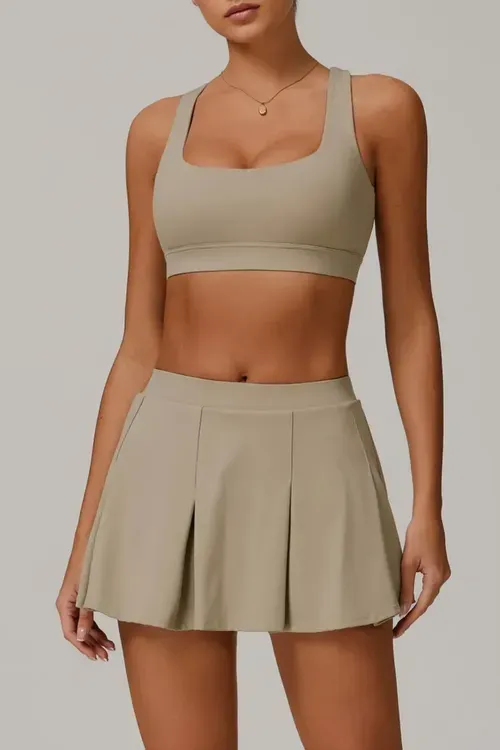 Custom Womenâs Two Piece Activewear Tennis Skirt with Sports Crop Top