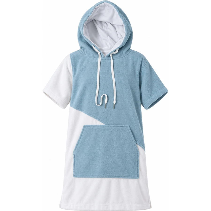 Diagonal Colour-Block Hooded Changing Poncho