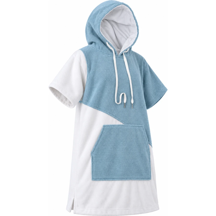 Diagonal Colour-Block Hooded Changing Poncho