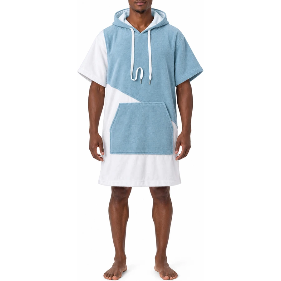 Diagonal Colour-Block Hooded Changing Poncho