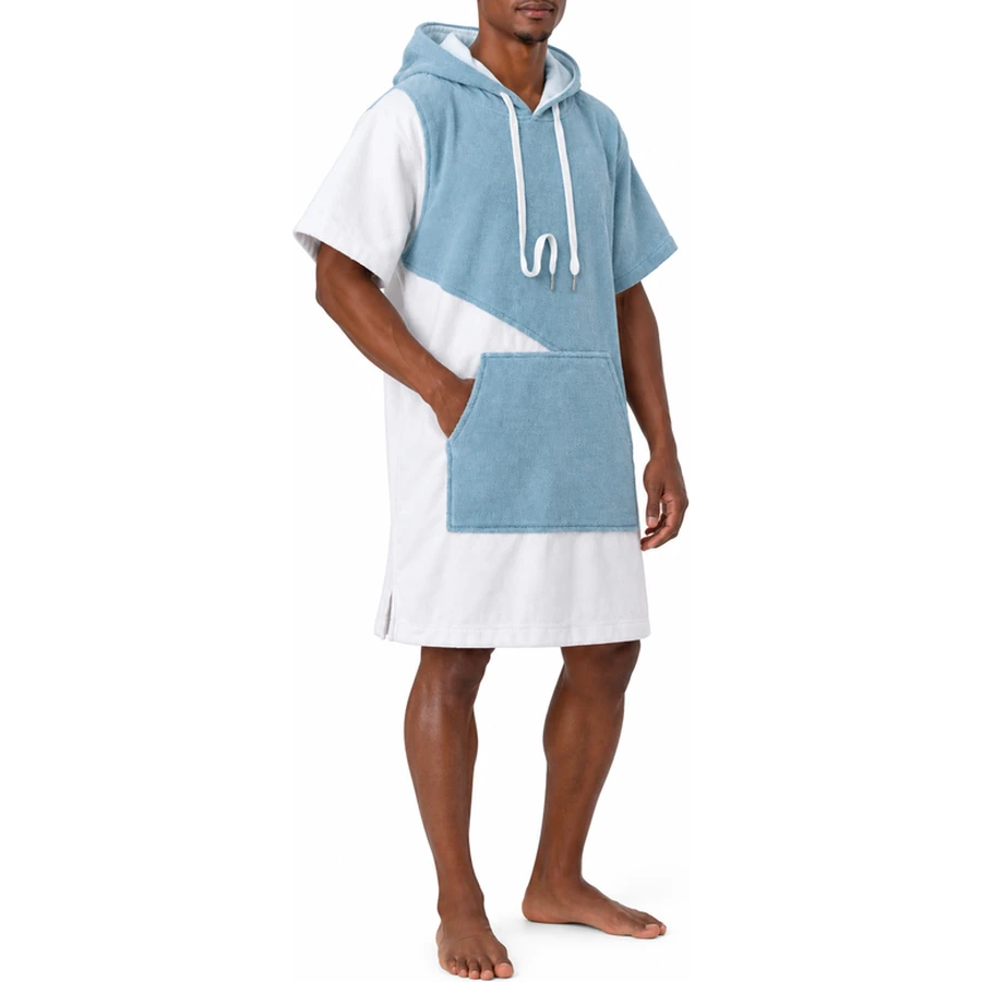 Diagonal Colour-Block Hooded Changing Poncho