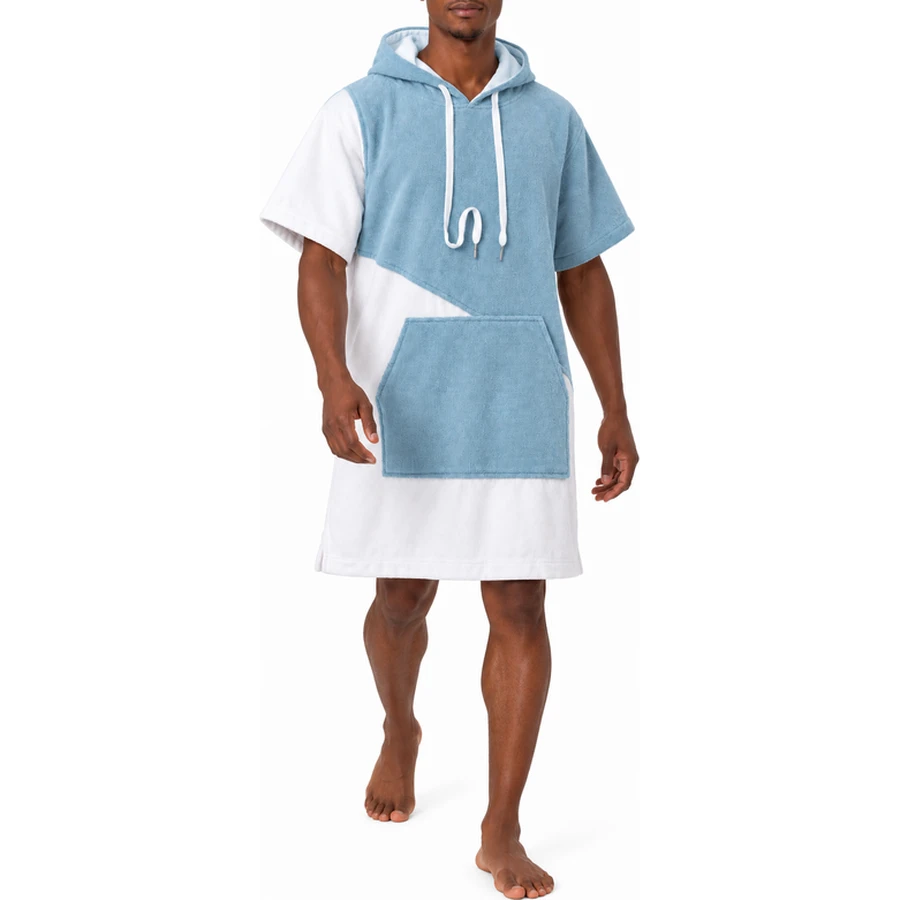 Diagonal Colour-Block Hooded Changing Poncho