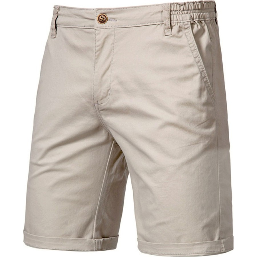 Custom Men's Khaki Drawstring Beachwear Shorts