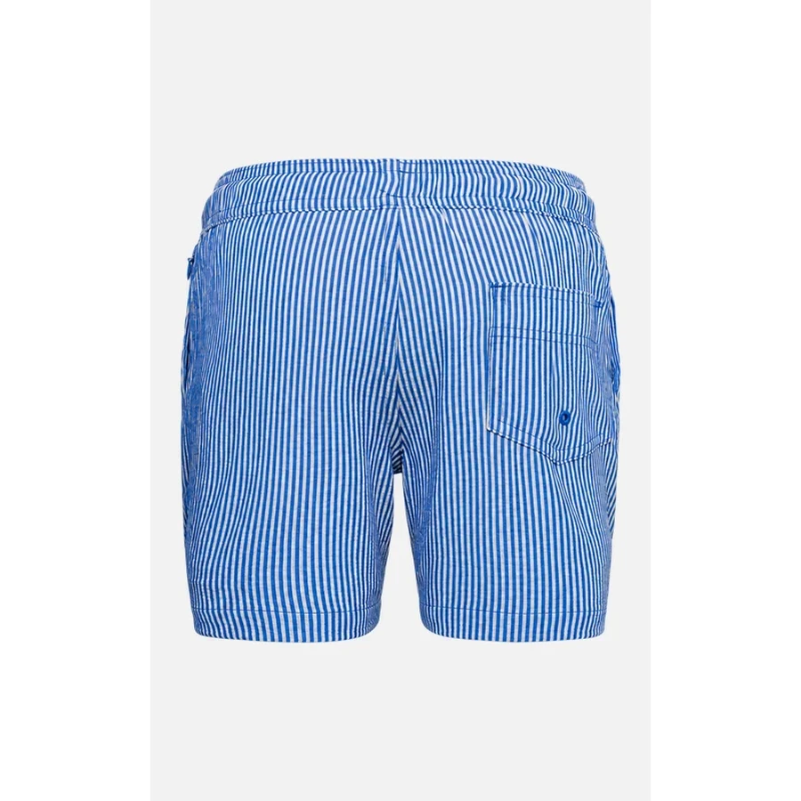 Kids Luminous Blue Stripe Seersucker Swim Shorts