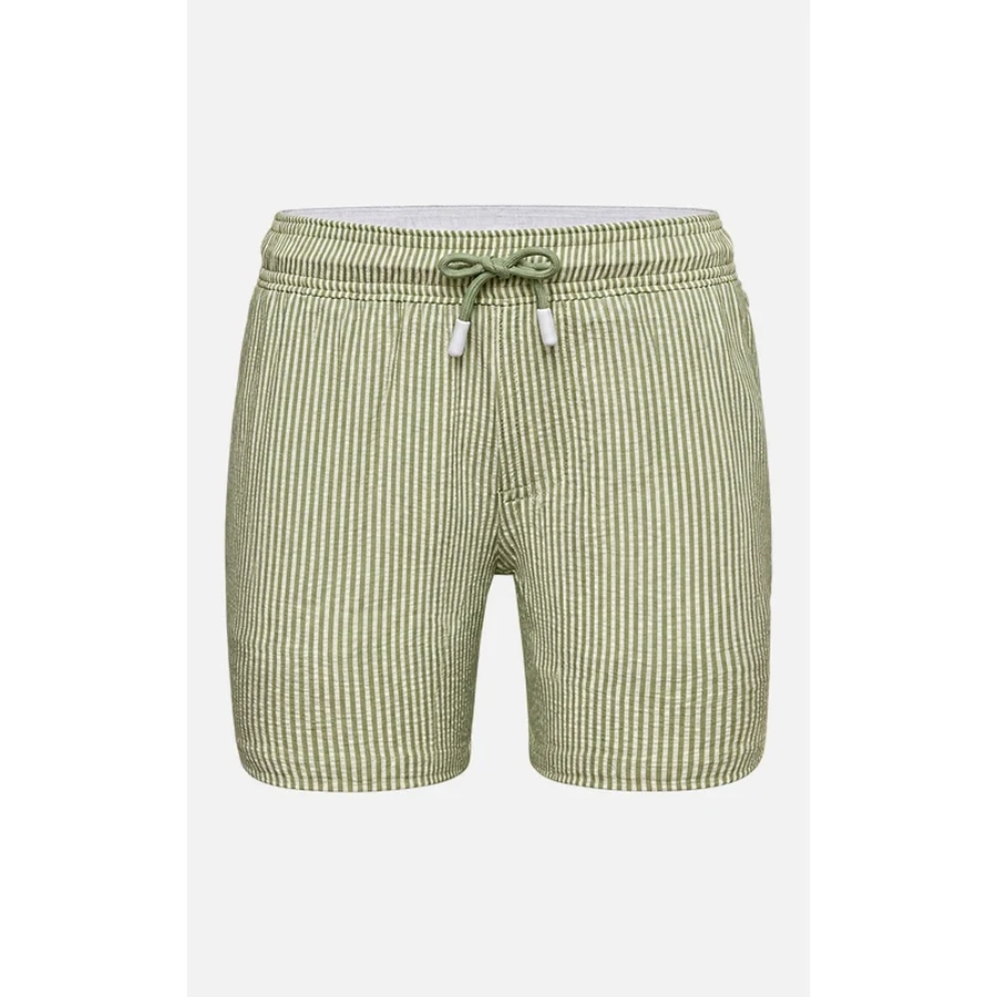 Kids Meadow Green Stripe Seersucker Swim Shorts