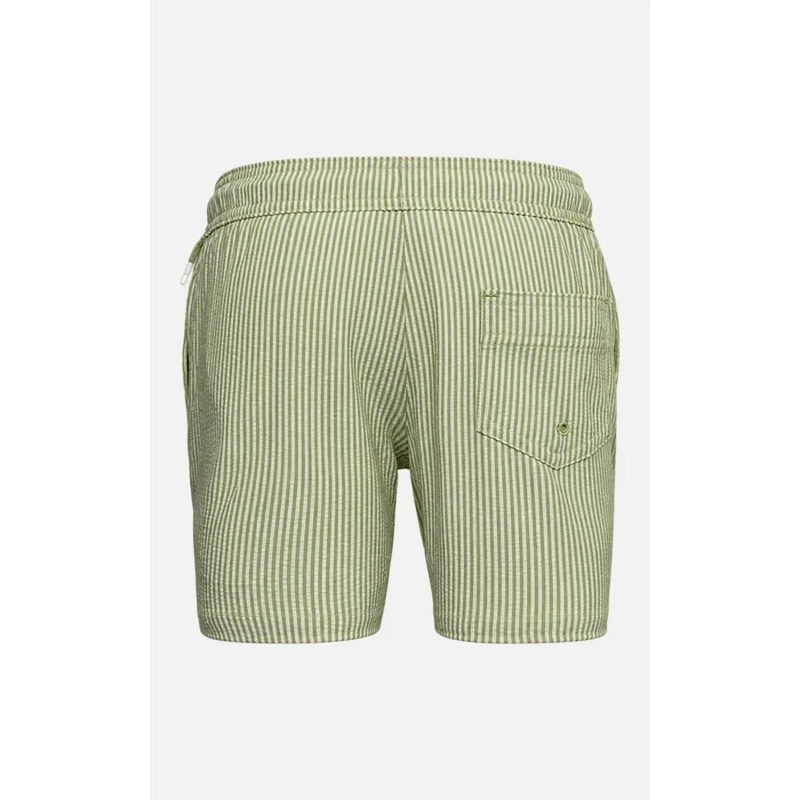 Kids Meadow Green Stripe Seersucker Swim Shorts