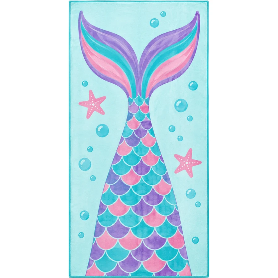 Kids Mermaid Tail Microfiber Beach Towel
