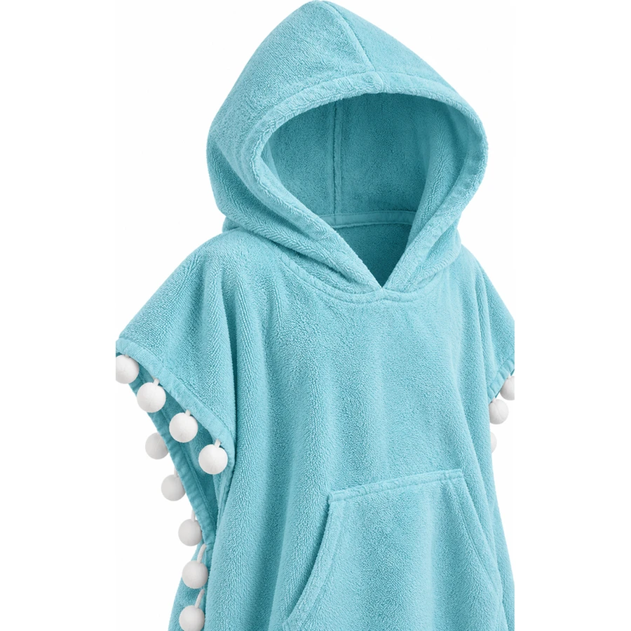 Kids Pom-Pom Fringe Beach Poncho