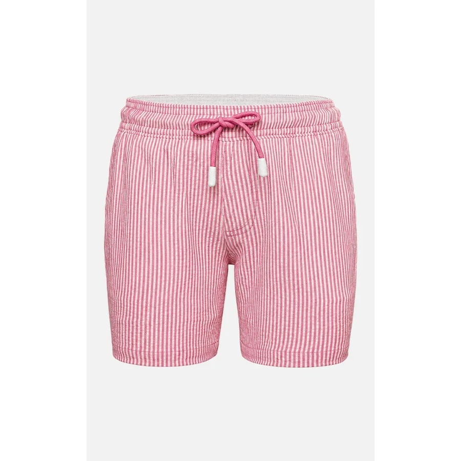 Kids Pop Pink Stripe Seersucker Swim Shorts