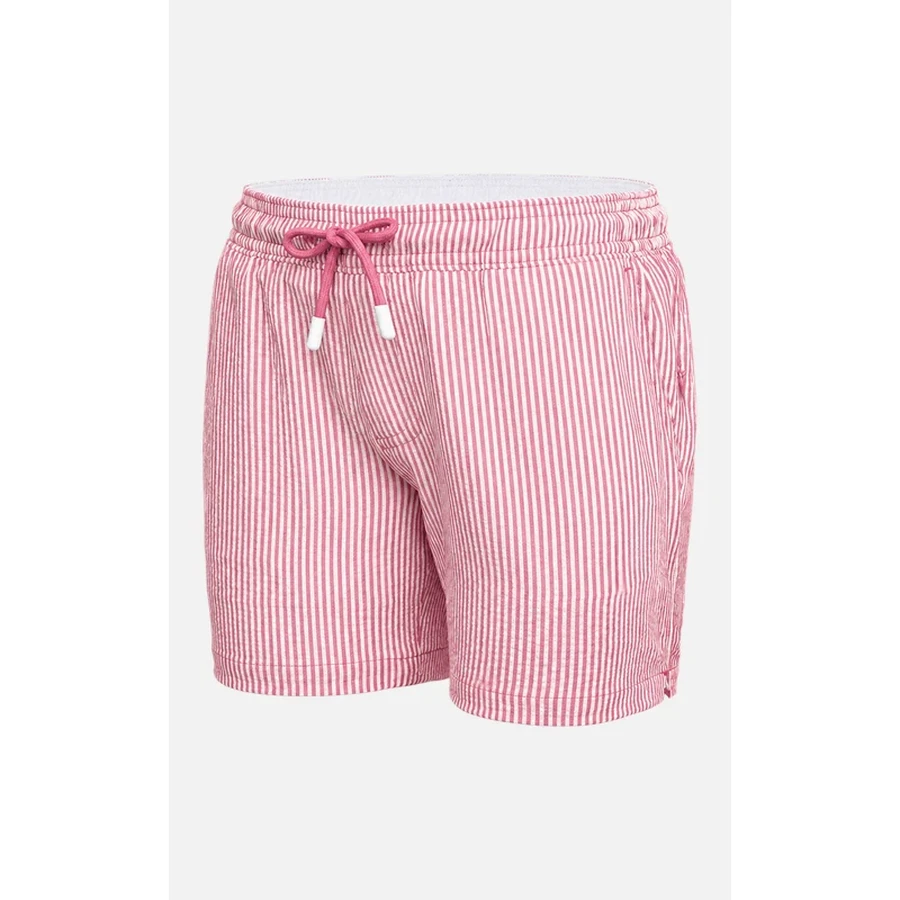 Kids Pop Pink Stripe Seersucker Swim Shorts