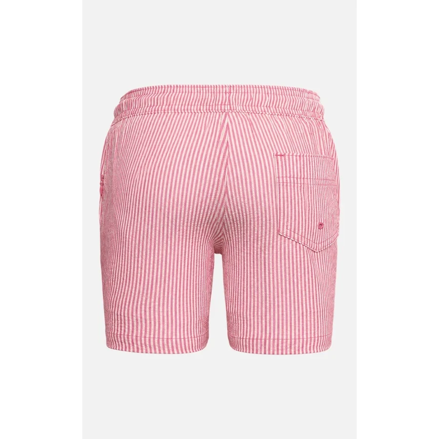 Kids Pop Pink Stripe Seersucker Swim Shorts