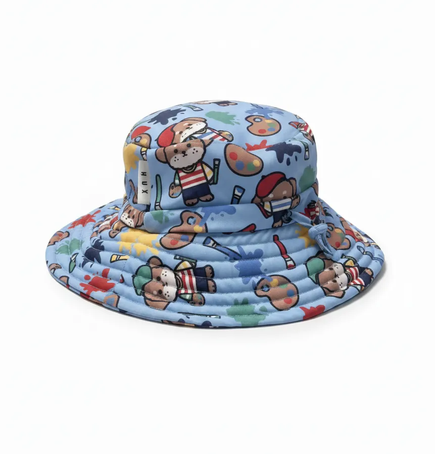 Kids UPF50+ Quick-Dry Bucket Swim Hat with Chin Strap