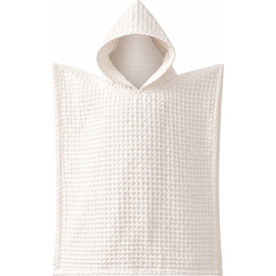 Kids Waffle Cotton Hooded Poncho