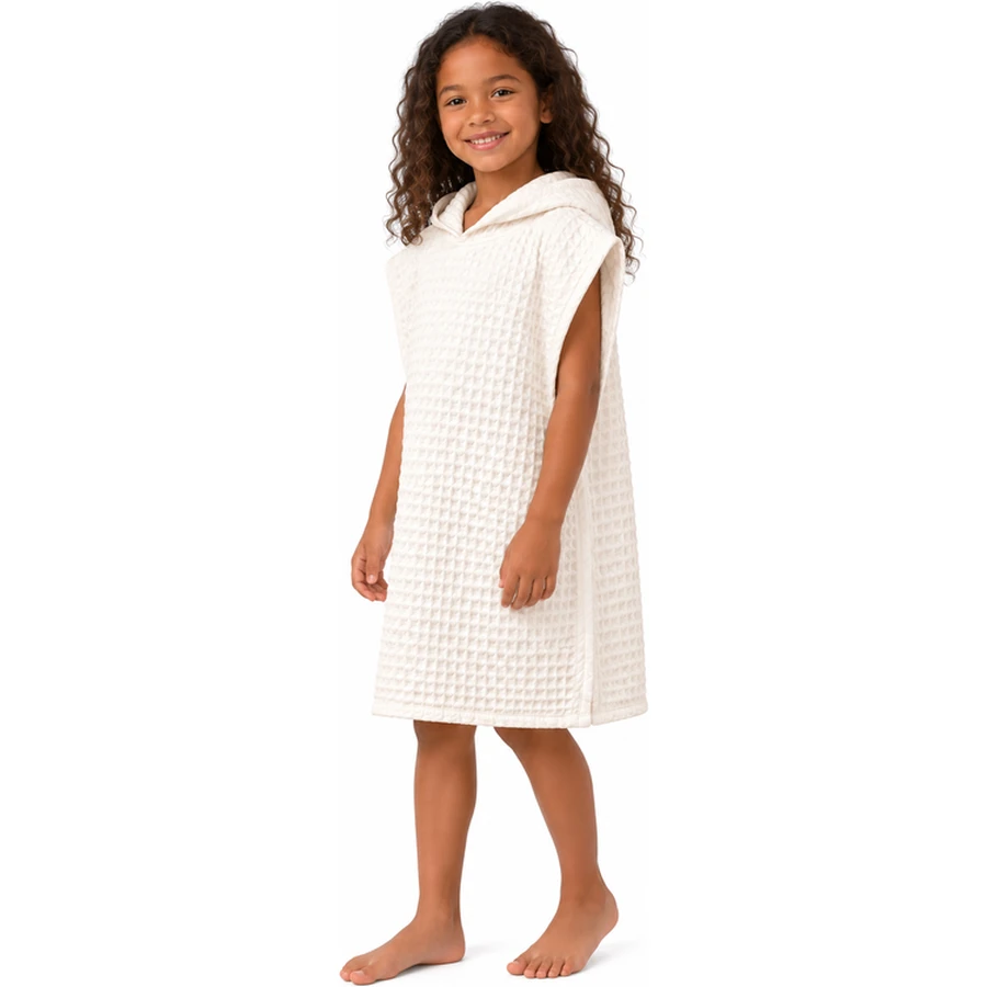 Kids Waffle Cotton Hooded Poncho