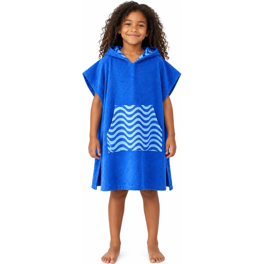 Kids Wave-Panel Hooded Beach Poncho