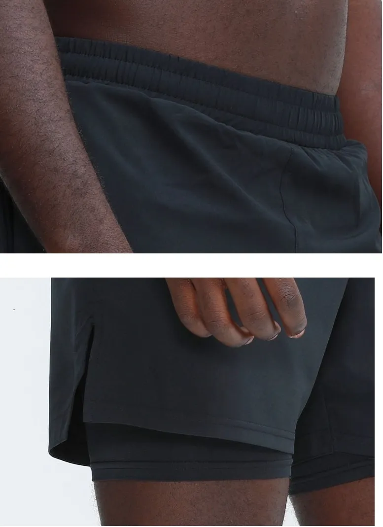 Men’s 2-in-1 Quick-Dry Gym Shorts with Inner Compression Layer – Workout Shorts for Running & Training