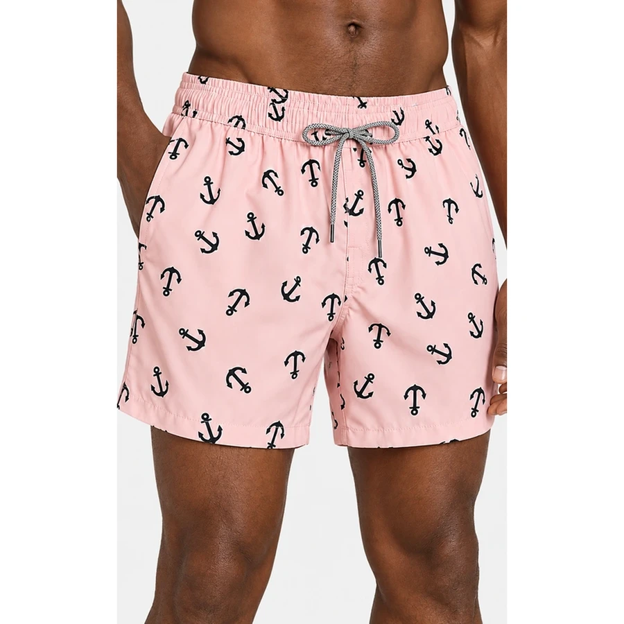 Men's Anchor Print Mesh Lined Swim Shorts