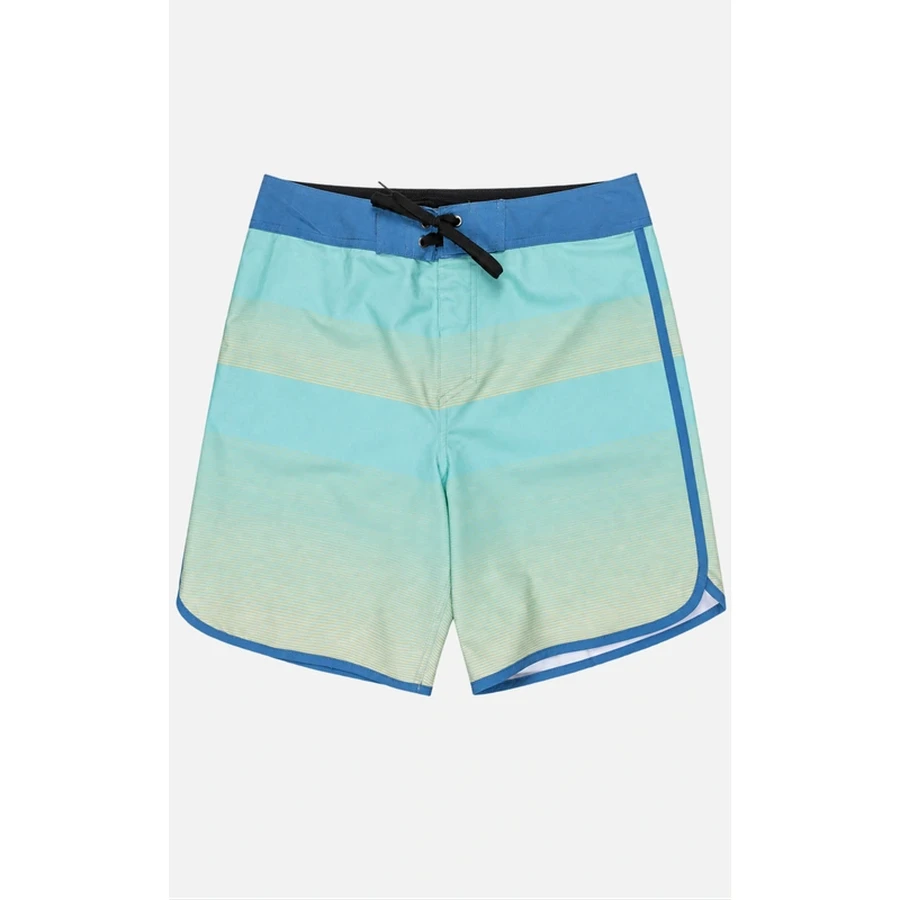 Men's Aqua Fine-Stripe Scallop Boardshorts