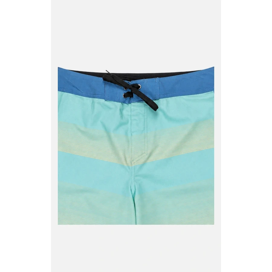 Men's Aqua Fine-Stripe Scallop Boardshorts