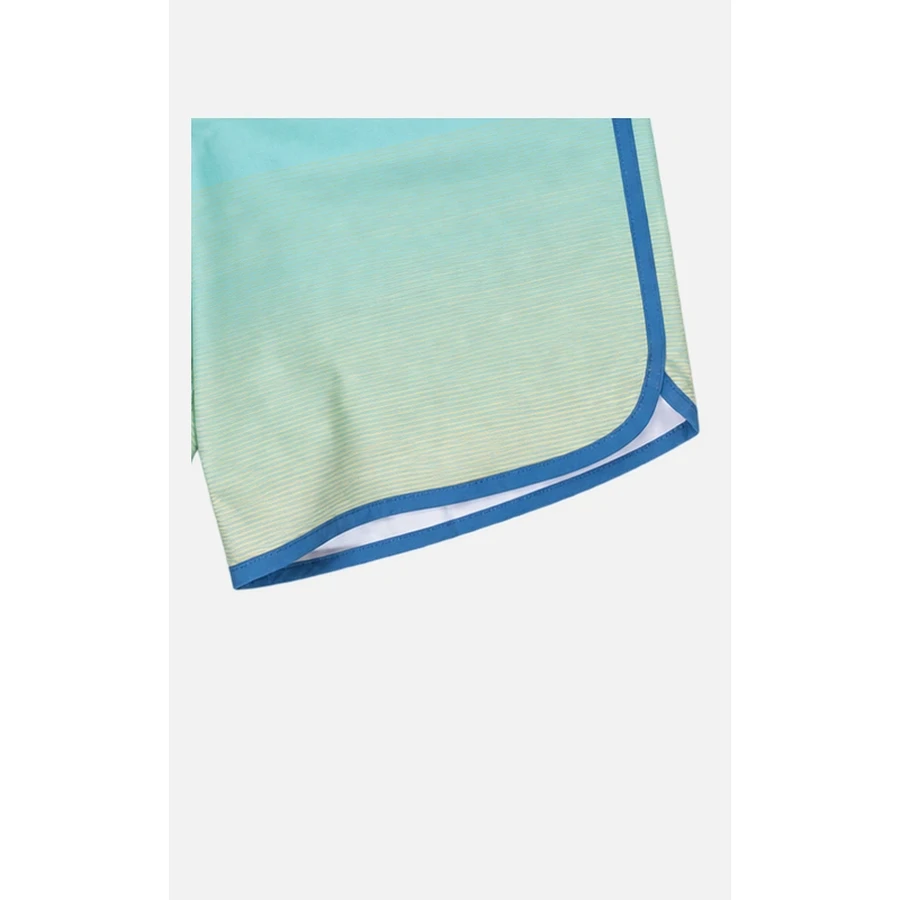 Men's Aqua Fine-Stripe Scallop Boardshorts