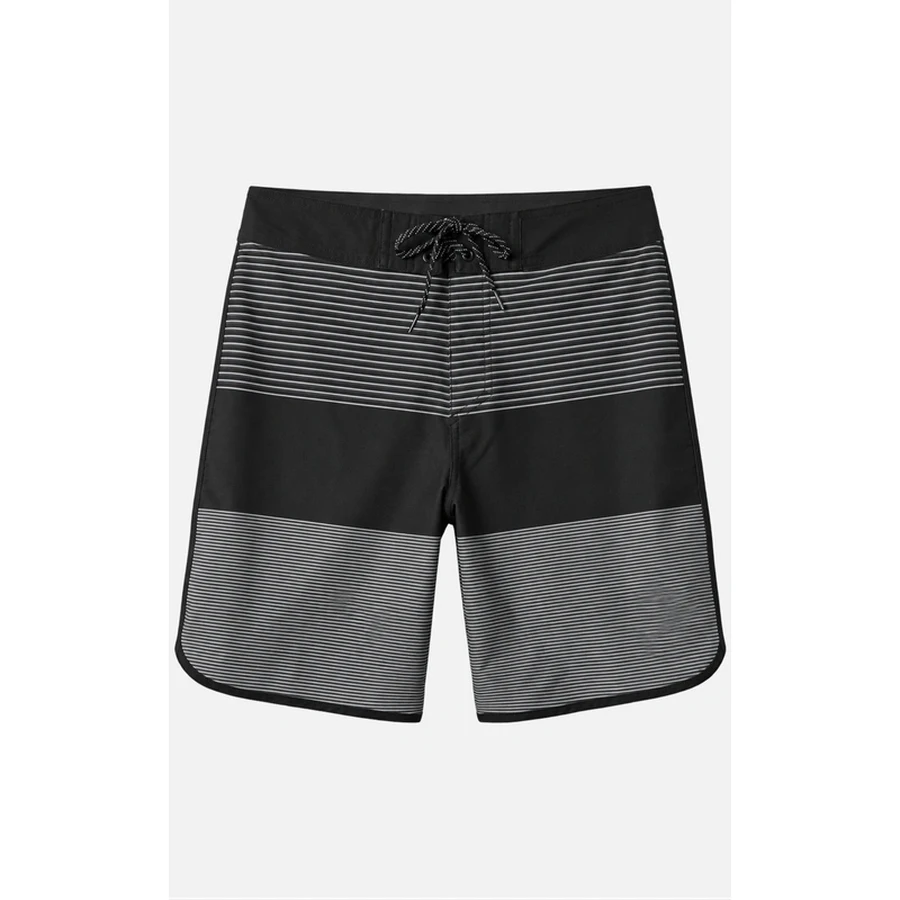 Men's Black Grey Scallop-Hem Boardshorts