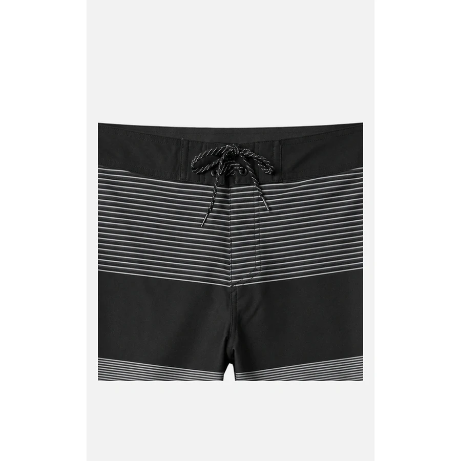 Men's Black Grey Scallop-Hem Boardshorts