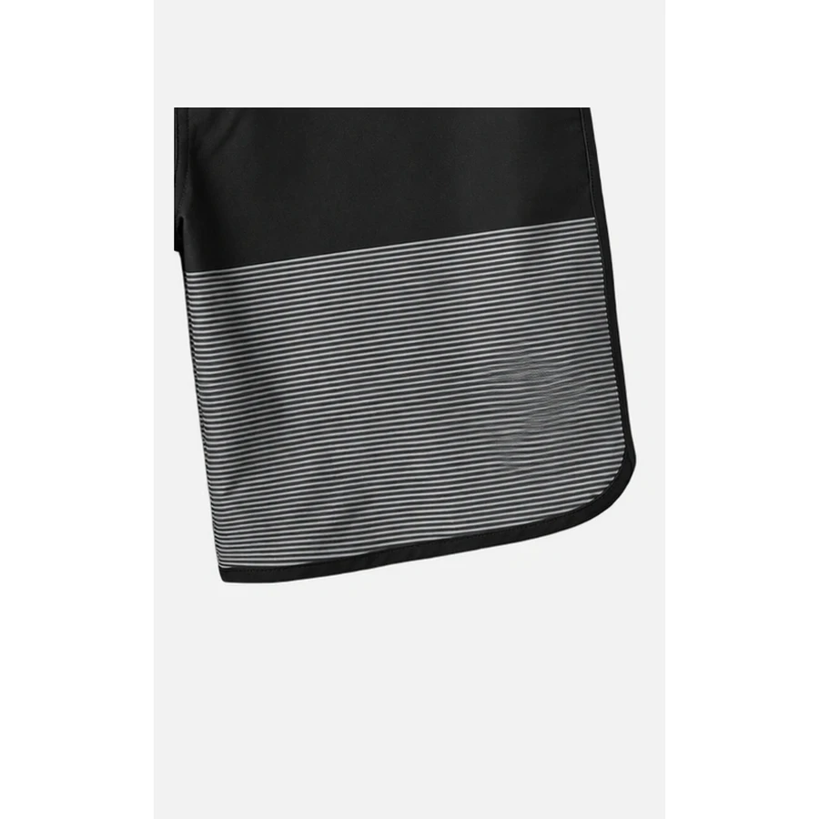 Men's Black Grey Scallop-Hem Boardshorts