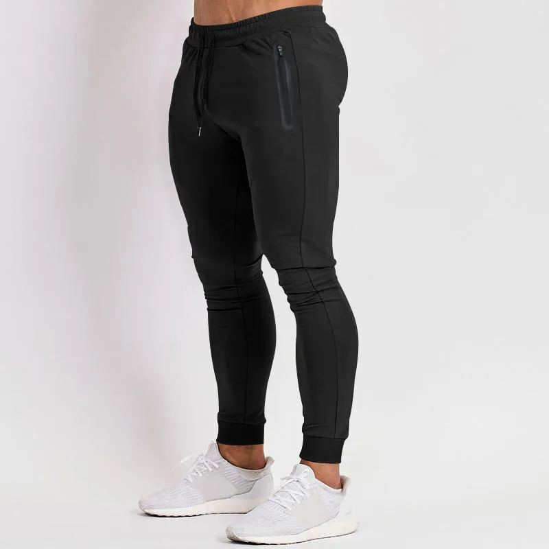 Men’s Black Workout Jogger Slim Fit Athletic Pants with Zippered Storage