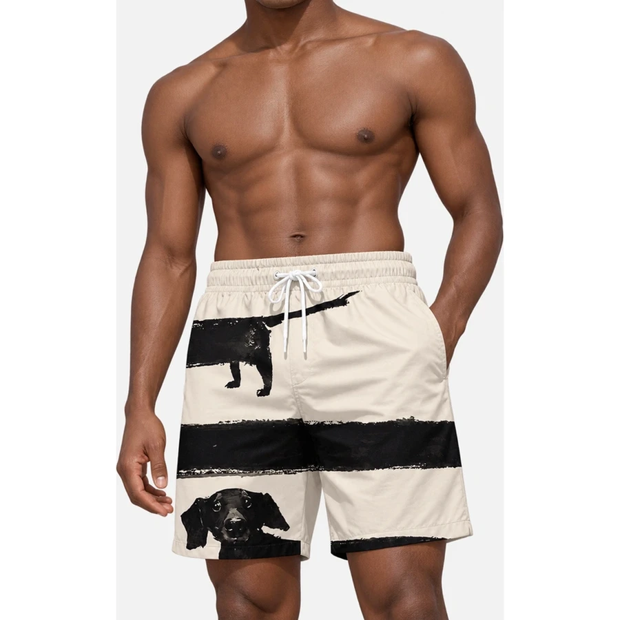 Men's Dog Print Beach Boardshorts