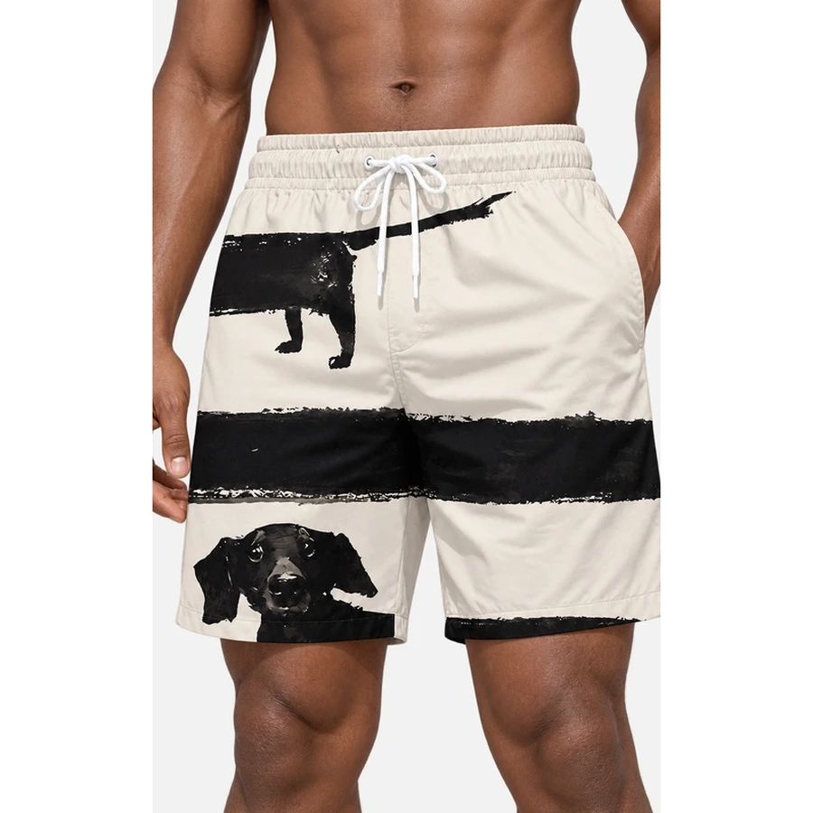 Men's Dog Print Beach Boardshorts