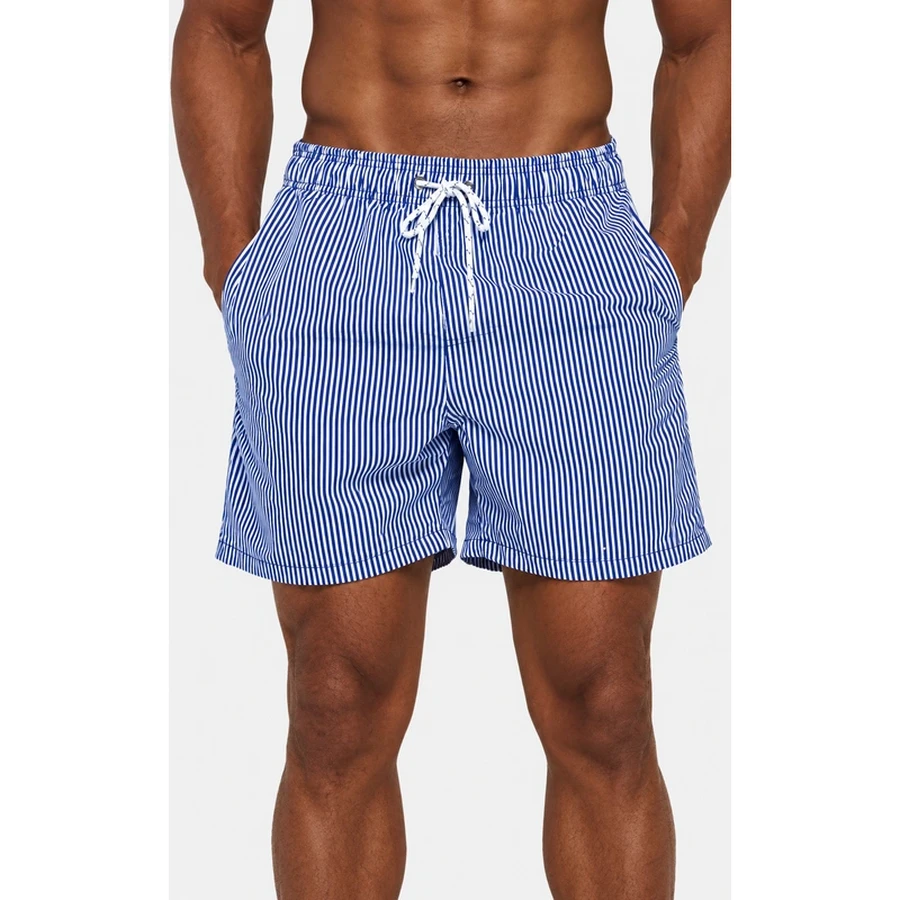 Men's Fine Stripe Drawstring Swim Shorts