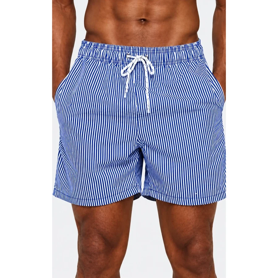 Men's Fine Stripe Drawstring Swim Shorts