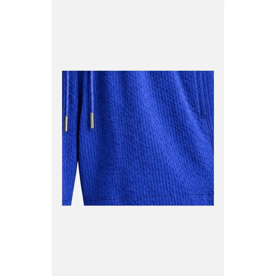 Men's Luminous Blue Textured Seersucker Swim Shorts