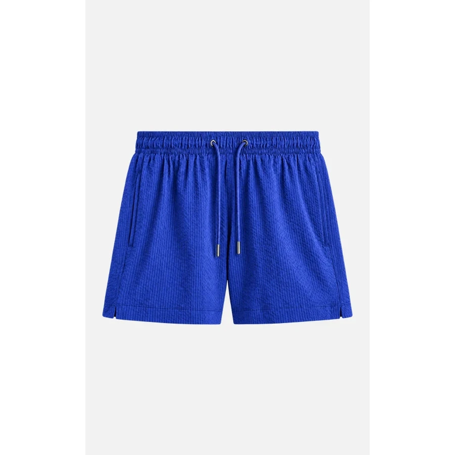 Men's Luminous Blue Textured Seersucker Swim Shorts