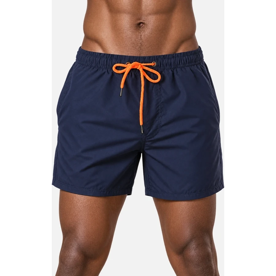 Men's Navy Boardshorts with Orange Drawstring
