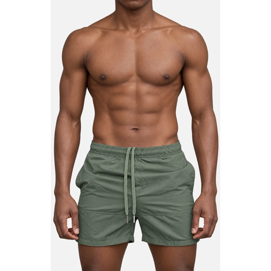 Men's Olive Drawstring Panel Boardshorts