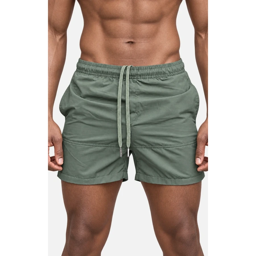 Men's Olive Drawstring Panel Boardshorts